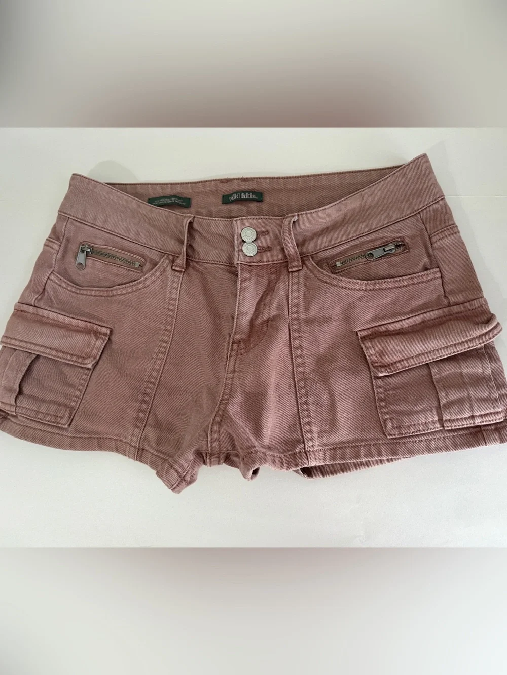 Wild Fable Cargo Denim Jean Shorts Size S Small 4 High Waisted Cotton Mauve